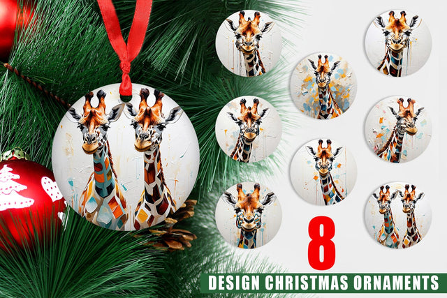Christmas Ornament 3D Giraffe Painting Sublimation artnoy 