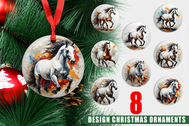 Christmas Ornament 3D Horse Painting Sublimation artnoy 