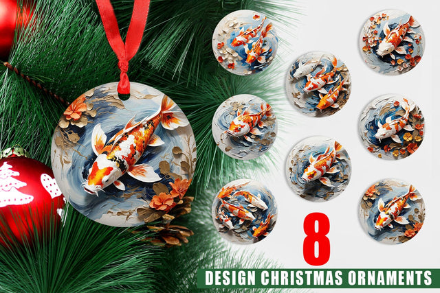 Christmas Ornament 3D Koi Fish Painting Sublimation artnoy 