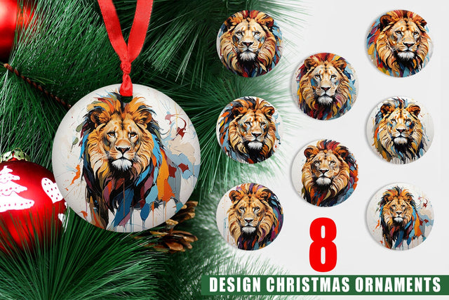 Christmas Ornament 3D Lion Painting Sublimation artnoy 