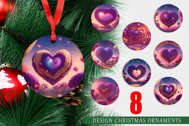 Christmas Ornament 3D Love Vibrant Sublimation artnoy 