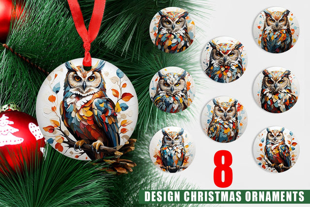 Christmas Ornament 3D Owl Painting Sublimation artnoy 