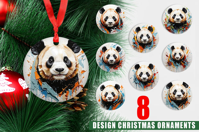 Christmas Ornament 3D Panda Painting Sublimation artnoy 