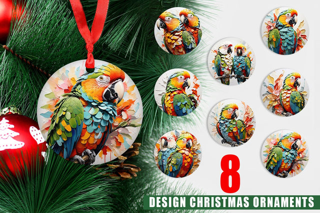 Christmas Ornament 3D Parrot Painting Sublimation artnoy 