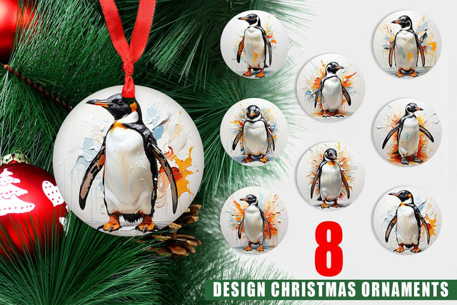 Christmas Ornament 3D Penguin Painting Sublimation artnoy 
