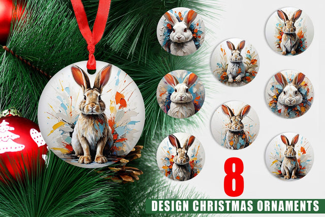 Christmas Ornament 3D Rabbit Painting Sublimation artnoy 