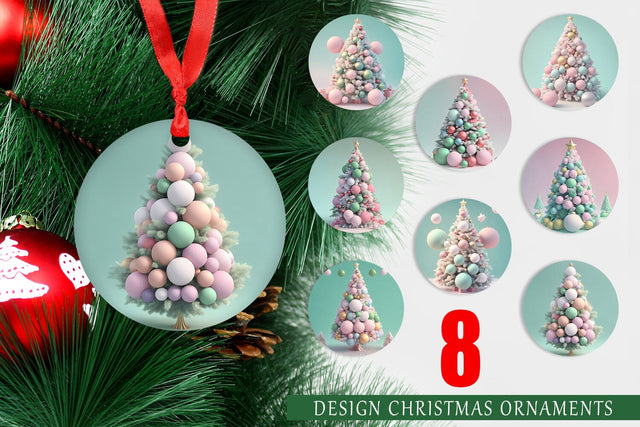 Christmas Ornament 3D Tree Christmas Pastel Sublimation artnoy 