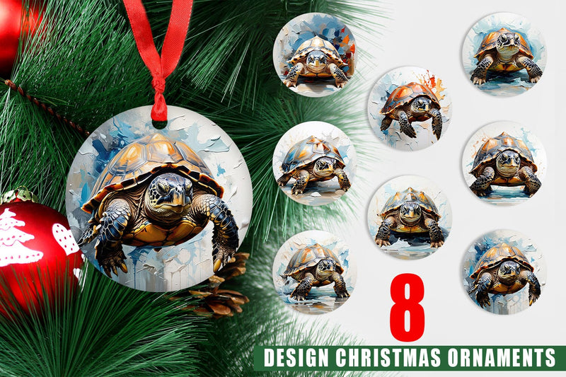 Christmas Ornament 3D Turtle Painting Sublimation artnoy 