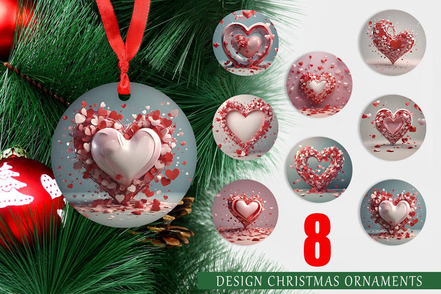 Christmas Ornament 3D Valentine Heart Sublimation artnoy 