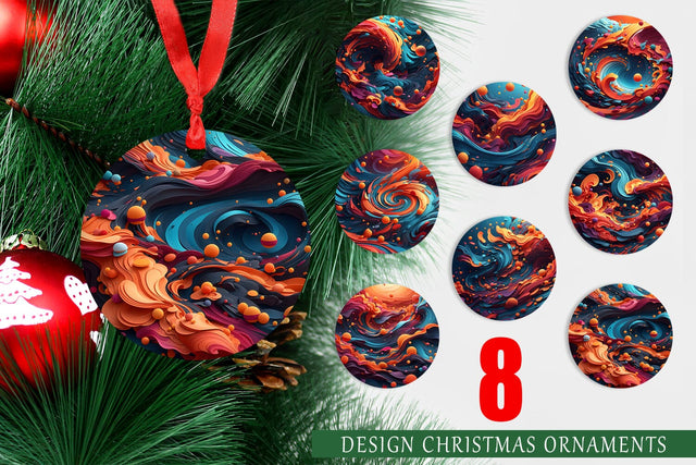 Christmas Ornament 3D Wave Colorful Sublimation artnoy 