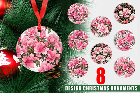 Christmas Ornament Azalea Seamless Pattern Sublimation artnoy 