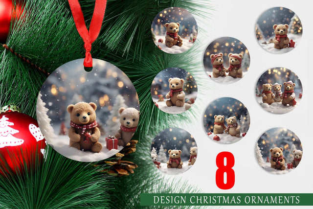 Christmas Ornament Bears Sublimation artnoy 