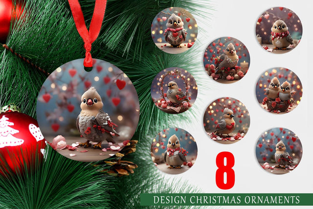 Christmas Ornament Bird Bohemian Sublimation artnoy 