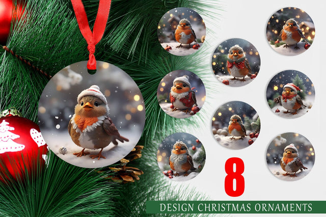 Christmas Ornament Bird Robin Sublimation artnoy 