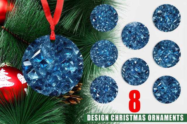 Christmas Ornament Blue Crystal Sublimation artnoy 