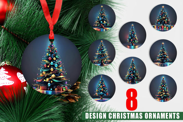 Christmas Ornament Bright Christmas Tree Sublimation artnoy 