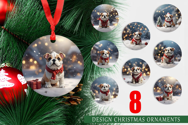 Christmas Ornament Bulldog Sublimation artnoy 