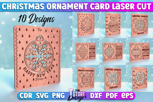 Christmas Ornament Card Laser Cut Bundle | Greeting Card | Christmas Gift Idea | CNC File SVG The T Store Design 