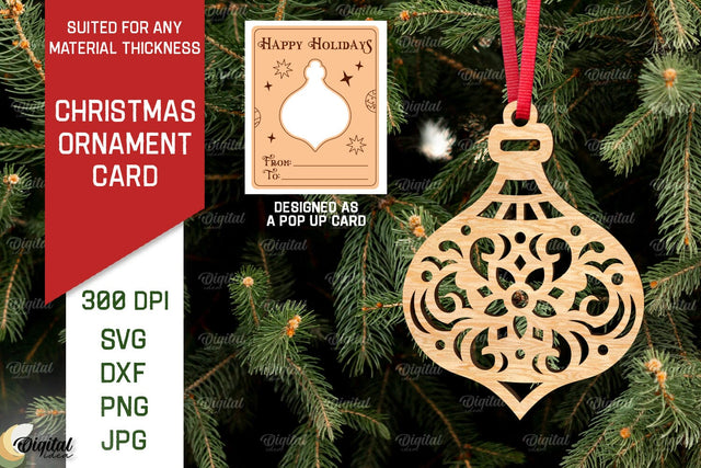 Christmas Ornament Card Laser Cut. Christmas Pop Up Card SVG SVG Evgenyia Guschina 