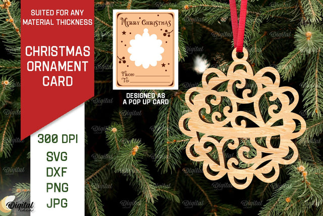 Christmas Ornament Card Laser Cut. Christmas Pop Up Card SVG SVG Evgenyia Guschina 