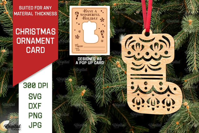 Christmas Ornament Card Laser Cut. Christmas Pop Up Card SVG SVG Evgenyia Guschina 