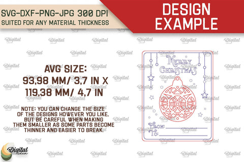 Christmas Ornament Cards Laser Cut Bundle. XMas Pop Up Cards SVG Evgenyia Guschina 