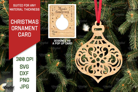 Christmas Ornament Cards Laser Cut Bundle. XMas Pop Up Cards SVG Evgenyia Guschina 
