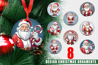 Christmas Ornament Cartoon Santa Claus Sublimation artnoy 