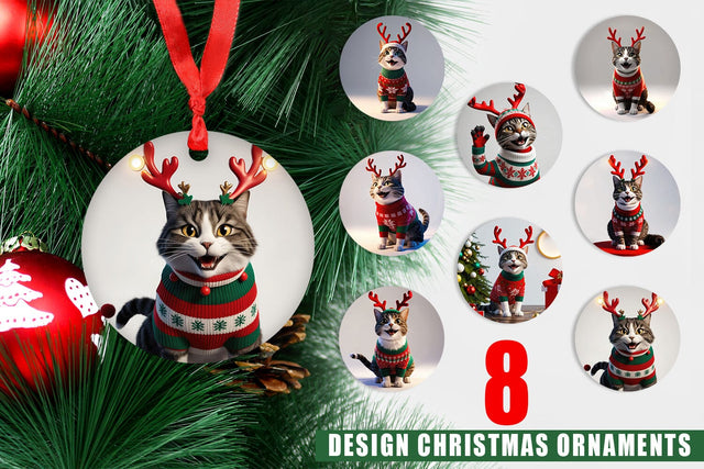 Christmas Ornament Cat Christmas Sublimation artnoy 