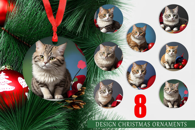 Christmas Ornament Cat Noel Sublimation artnoy 