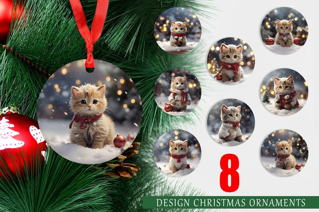Christmas Ornament Cat Sublimation artnoy 