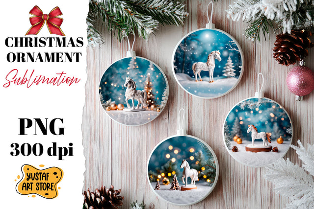 Christmas ornament ceramic horse sublimation. Sublimation Yustaf Art Store 
