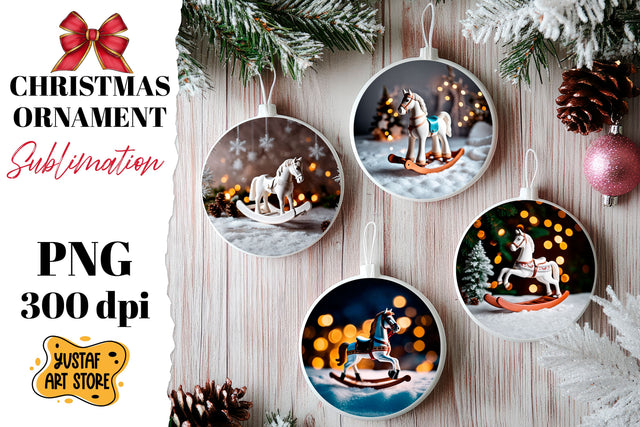 Christmas ornament ceramic horse sublimation. Sublimation Yustaf Art Store 