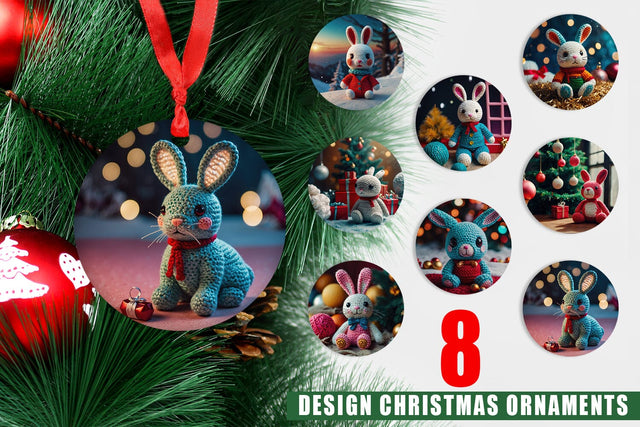 Christmas Ornament Christmas Crochet Bunny Sublimation artnoy 