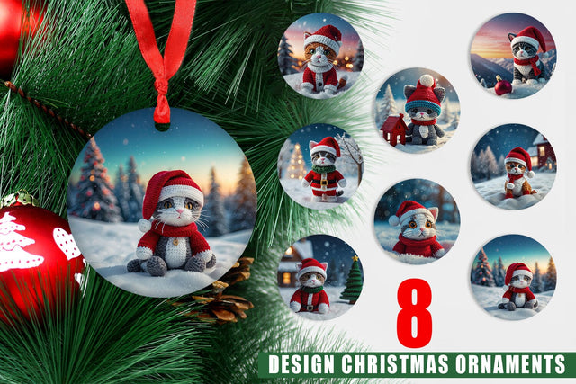 Christmas Ornament Christmas Crochet Cat Sublimation artnoy 