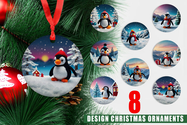 Christmas Ornament Christmas Crochet Penguin Sublimation artnoy 