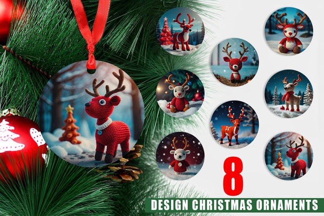Christmas Ornament Christmas Crochet Rudolph Sublimation artnoy 
