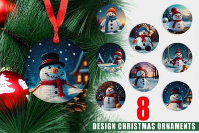 Christmas Ornament Christmas Crochet Snowman Sublimation artnoy 