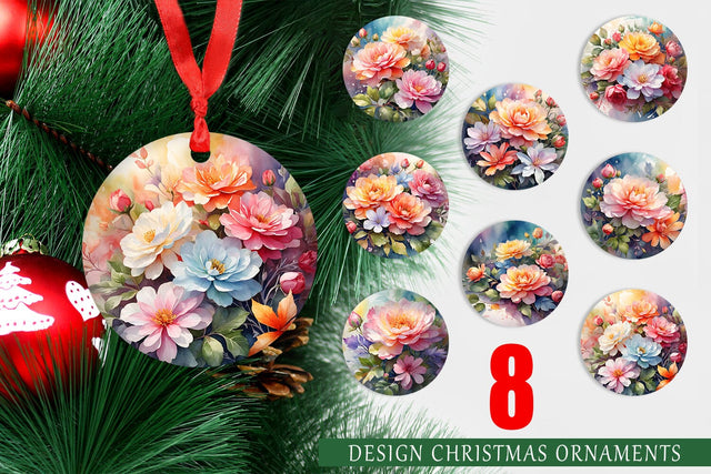Christmas Ornament Christmas Flowers Sublimation artnoy 