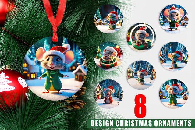 Christmas Ornament Christmas Mouse Sublimation artnoy 