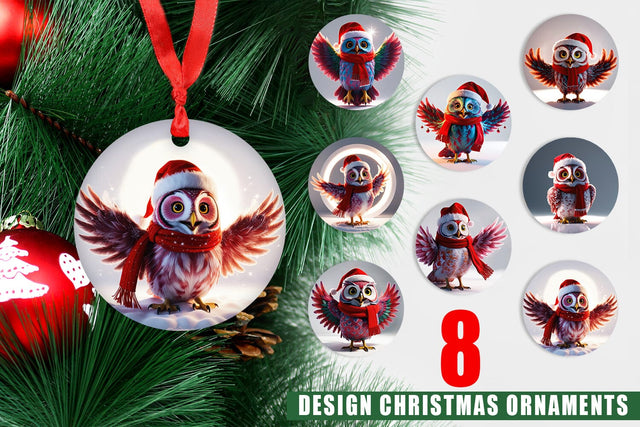 Christmas Ornament Christmas Owl Sublimation artnoy 