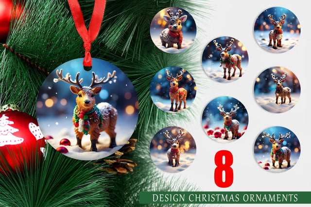 Christmas Ornament Christmas Reindeer Sublimation artnoy 