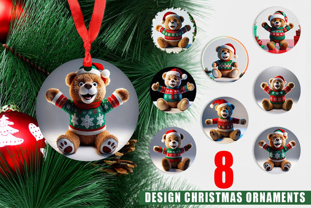 Christmas Ornament Christmas Teddy Bear Sublimation artnoy 