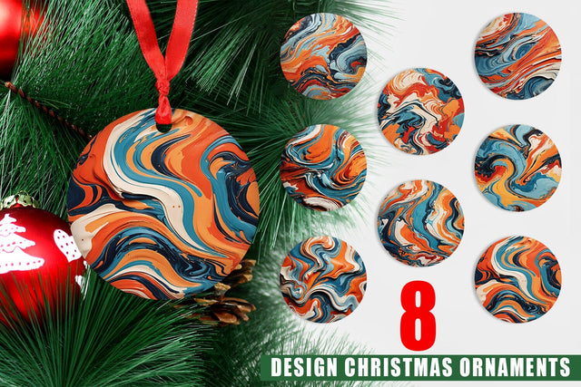 Christmas Ornament Colorful Marble Sublimation artnoy 
