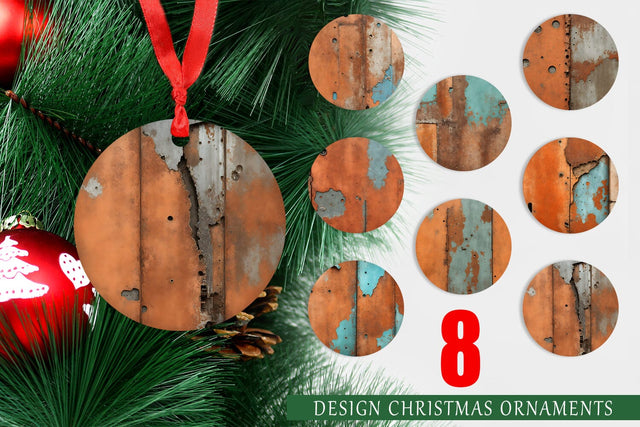 Christmas Ornament Corroded Metal Rust Sublimation artnoy 