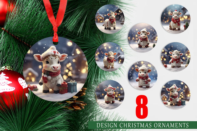 Christmas Ornament Cow Sublimation artnoy 
