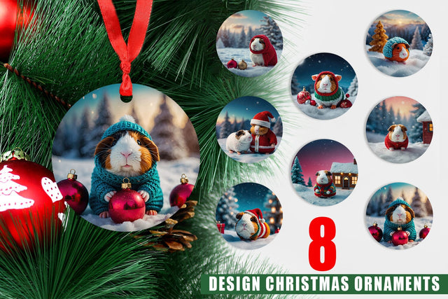 Christmas Ornament Crochet Guinea Pig Sublimation artnoy 