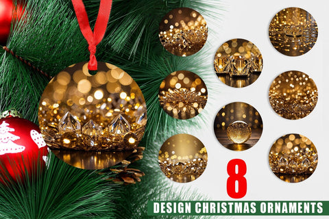Christmas Ornament Crystal Gold Sublimation artnoy 
