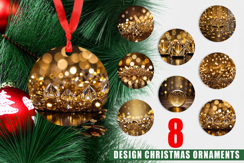 Christmas Ornament Crystal Gold Sublimation artnoy 