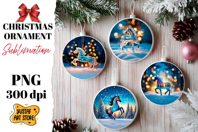 Christmas ornament crystal horse sublimation. Sublimation Yustaf Art Store 